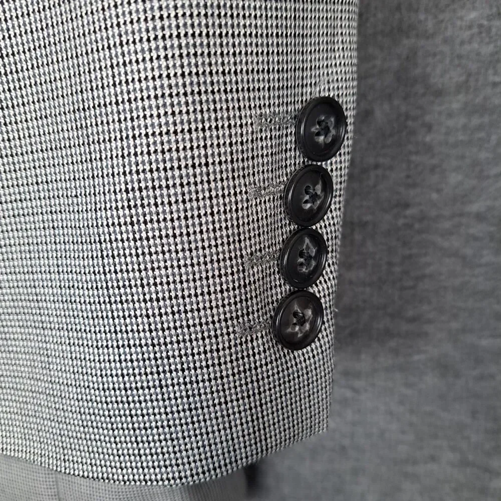 Stafford Blazer Mens 40R‎ White Black Silk Wool Pattern Business Jacket